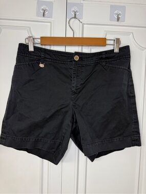 Ralph Lauren Black Cotton Shorts with Signature Button